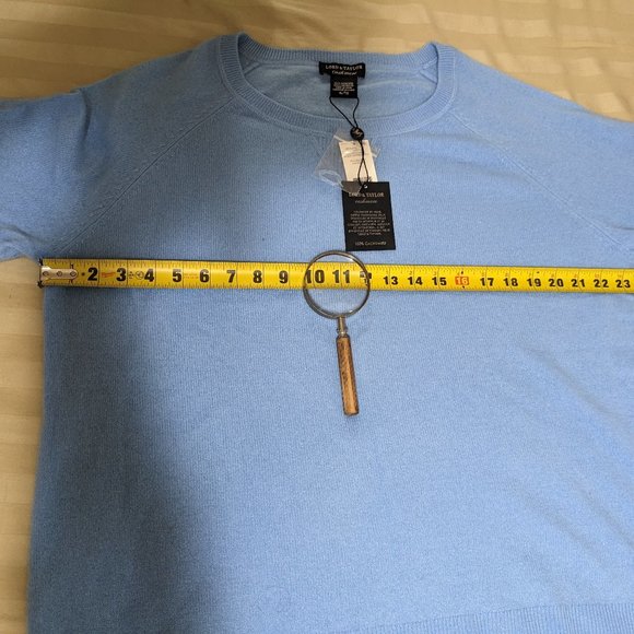 NWT Lord & Taylor Light blue 100% cashmere SZ L - Picture 4 of 9
